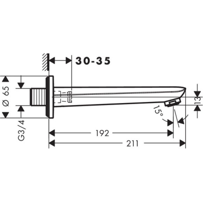 Излив на ванну Hansgrohe Novus 192mm 71320000. Фото