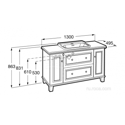Тумба под раковину ROCA Carmen 1300 для врезной раковины 857136417. Фото