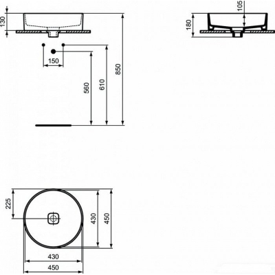 Раковина накладная IDEAL STANDARD Strada 45х45 T295901. Фото