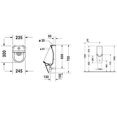 Писсуар с внешней подачей воды DURAVIT STARCK 3 0826250000. Фото