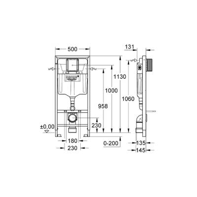 Инсталляция для подвесного унитаза GROHE Rapid SL 38528001. Фото