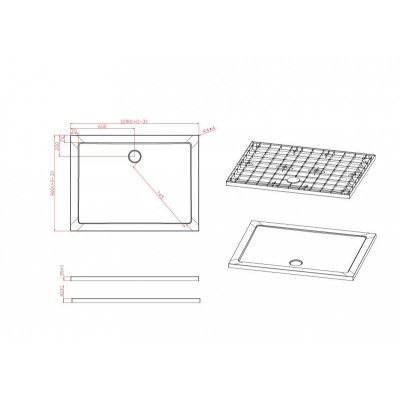 Душевой поддон SMC (стеклокомпозит) CEZARES TRAY-M-AH-120/90-35-W. Фото