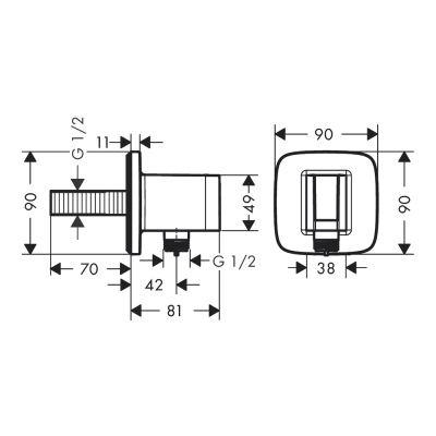 26887140 HANSGROHE  Fixfit Q шланговое подсоединение, шлиф.бронза. Фото