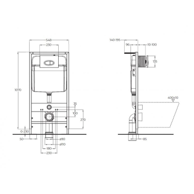 Инсталляция для подвесного унитаза BelBagno BB026/BB050CR.MAT клавиша хром матовый. Фото