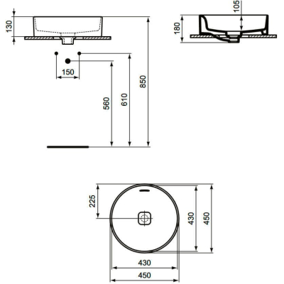 Раковина накладная IDEAL STANDARD Strada 45х45 T296001. Фото