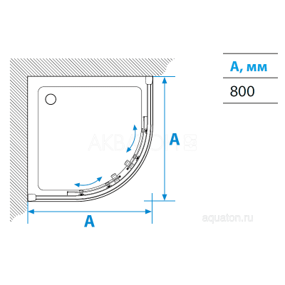 Душевое ограждение Акватон Ritsa в четверть круга 80х80х200 1AX005SSXX000. Фото