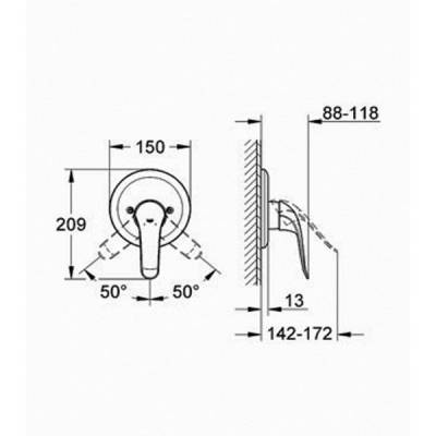 Смеситель для душа GROHE EuroEco Special 32784000 (внешняя часть). Фото