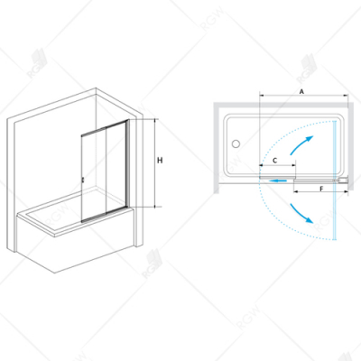 Шторка на ванну RGW SCREENS SC-40 03114010-11 100 см. Фото