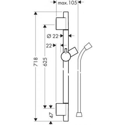 Штанга для душа Hansgrohe Unica S Puro 28632670. Фото