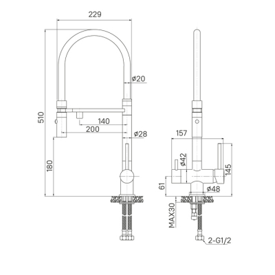 Смеситель для кухни с фильтром и гибким изливом графит Ace IDDIS ACEGMFFi05. Фото
