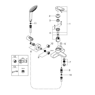 Смеситель для ванны GROHE Europlus II 33547002. Фото