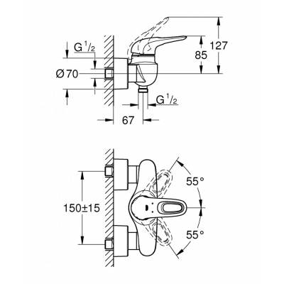 Смеситель для душа GROHE Eurostyle New 33590003. Фото