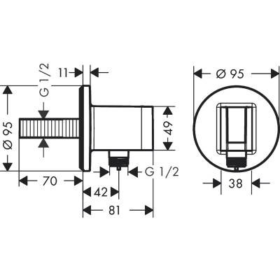 26888700 HANSGROHE  Fixfit S шланговое подсоединение с держателем душа, матовый белый. Фото