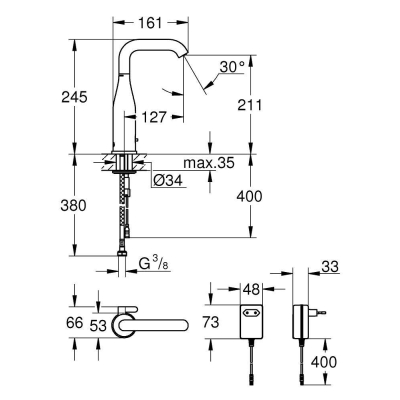 GROHE 36444000 Essence E Инфракрасная электроника для раковины со смешиванием, с адаптером 230V. Фото