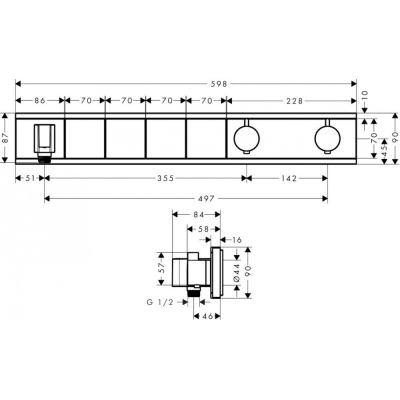 Термостат для ванны Hansgrohe RainSelect 15357000 (внешняя часть). Фото