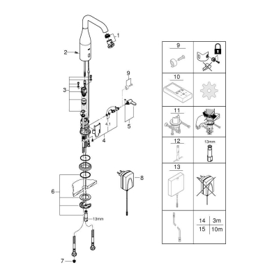 GROHE 36444000 Essence E Инфракрасная электроника для раковины со смешиванием, с адаптером 230V. Фото