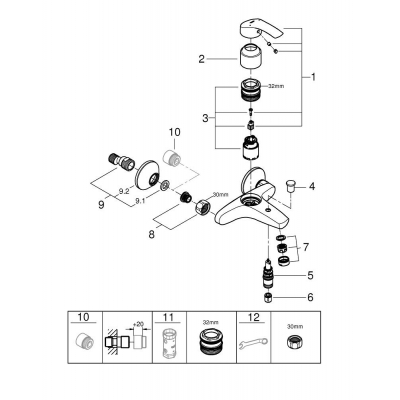 Смеситель для ванны GROHE Eurosmart 2015 33300002. Фото