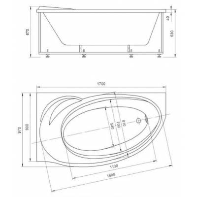 Ванна АКВАТЕК Бетта 170х97 без гидромассажа. Фото