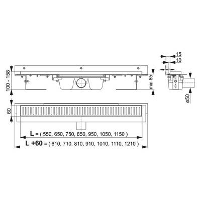 Водоотводящий желоб ALCAPLAST Flexible APZ4-550. Фото