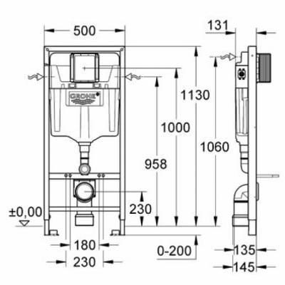 Инсталляция 5 в 1 в сборе для унитаза GROHE Rapid SL 38827000. Фото