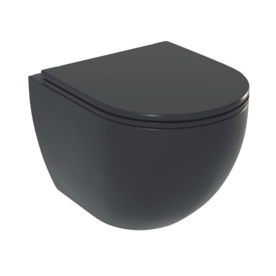 Безободковый унитаз подвесной с сиденьем Soft-close SOLE PANDORA 2 Black. Фото