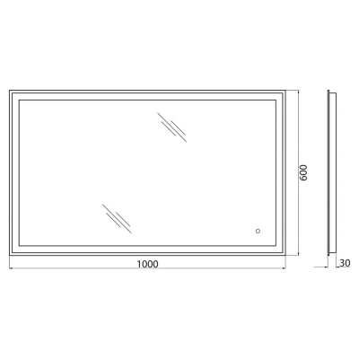 Зеркало с встроенным светильником и сенсорным выключателем BELBAGNO SPC-GRT-1000-600-LED-TCH. Фото